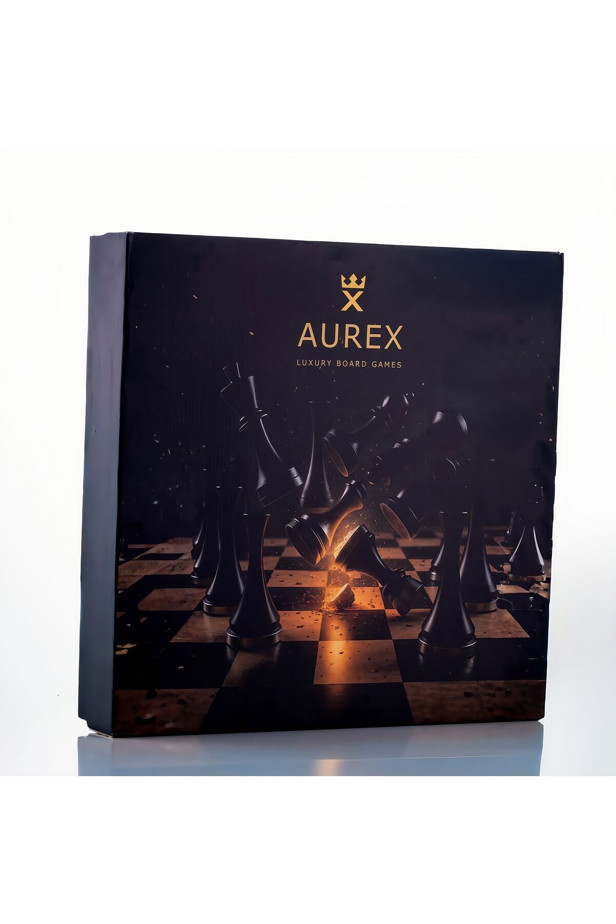 Aurex Imperium Lüks Satranç Takımı – El Yapımı Ceviz Kaplama, Kristal Cam ve Krom Koleksiyon Ürünü