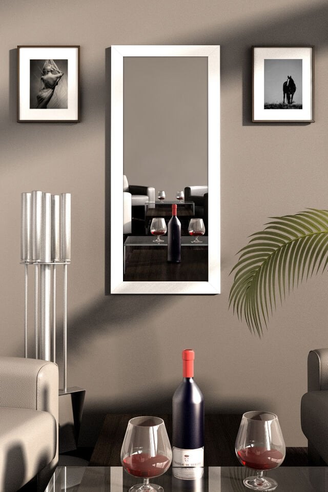 FİYA 50 X 115 cm Beyaz Çerçeveli Boy Aynası