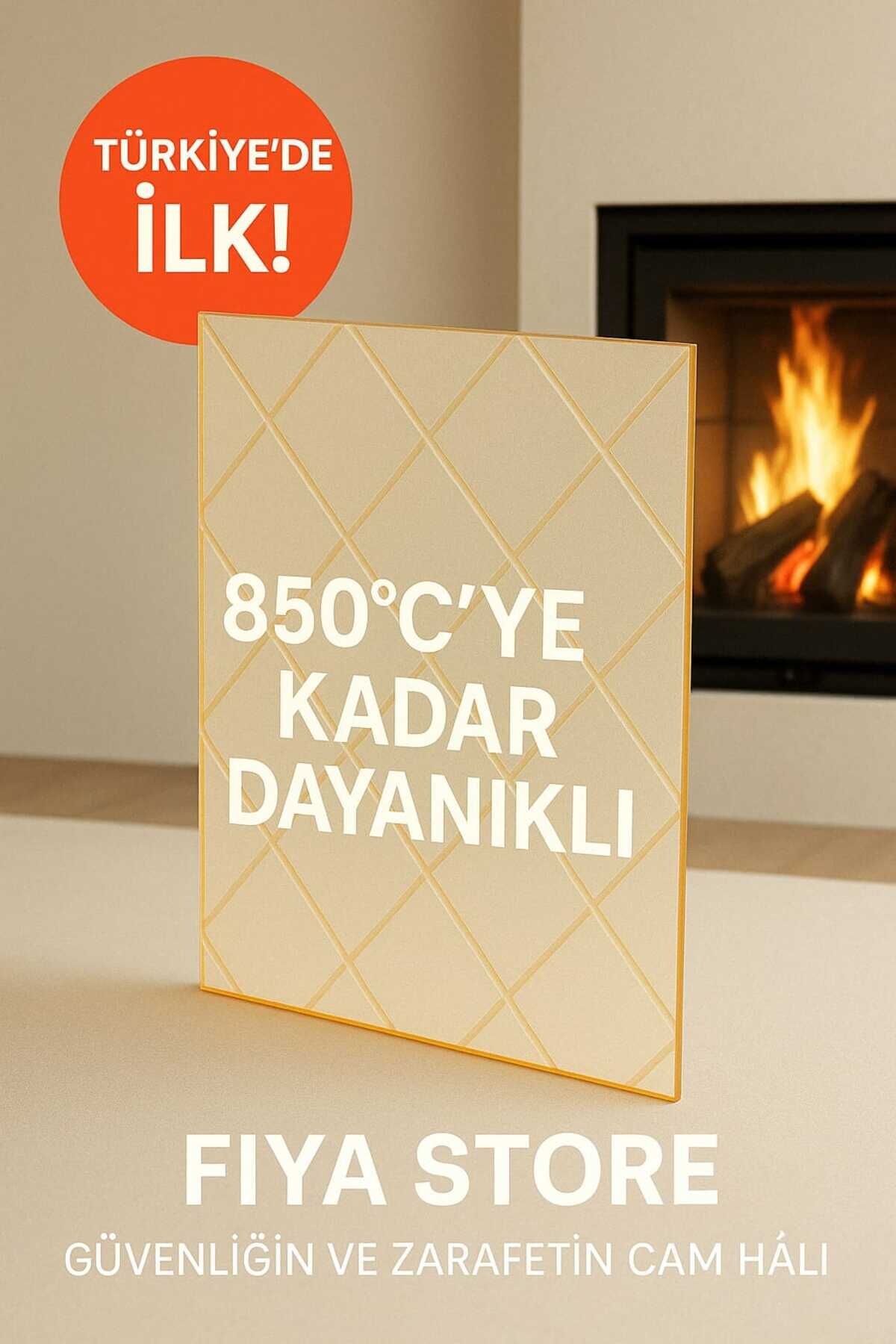 40 x 48 - Baklava Desenli Seramik Cam - Şömine | 850 C Dayanıklı | Türkiye de İlk!