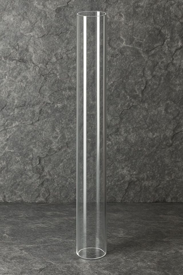 FIYA STORE Isıya Dayanıklı Silindir Boru Cam – Şeffaf, 10 cm Çap, Yedek Cam Tüp - Özel ölçü