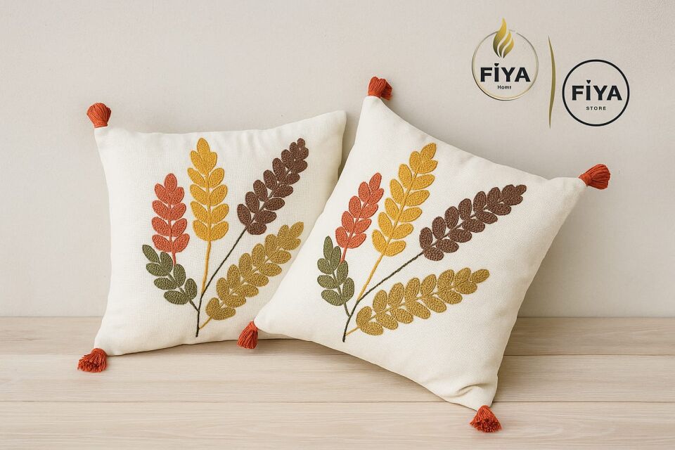 Punch El İşlemeli Dekoratif Yastık 2'li Takım – FİYA Home