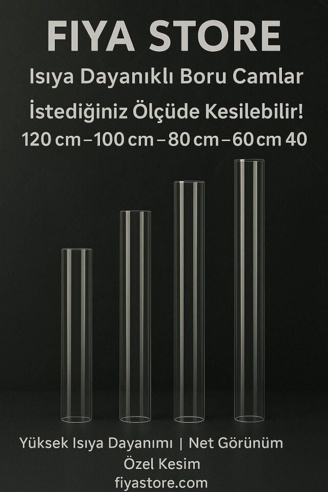 FIYA STORE 15 cm Isıya Dayanıklı Silindir Boru Cam – Şeffaf, 10 cm Çap, Yedek Cam Tüp - Özel ölçü