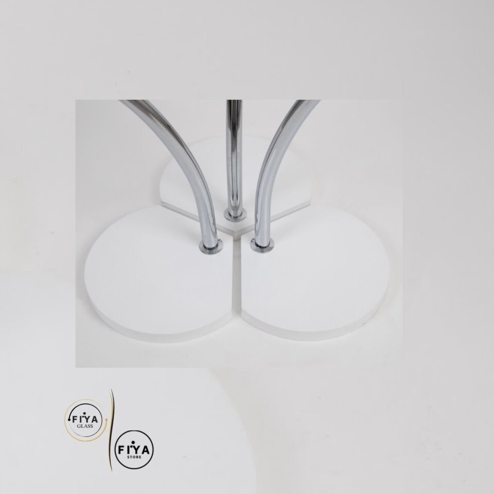 Fiya Glass| Cam Sehpa Seti - Beyaz