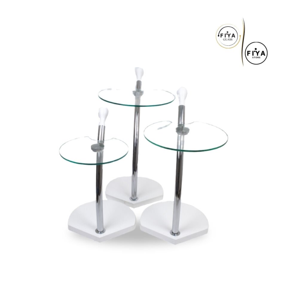 Fiya Glass| Cam Sehpa Seti - Beyaz