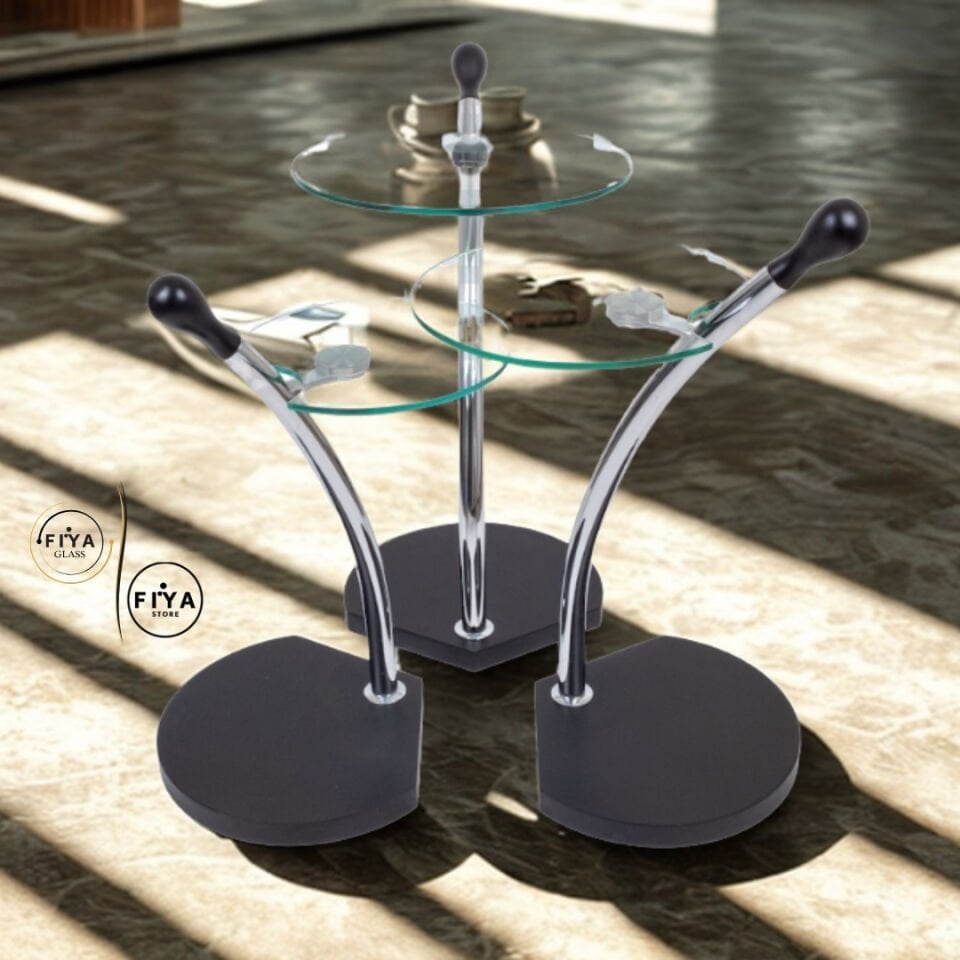 Fiya Glass| Cam Sehpa Seti - Siyah