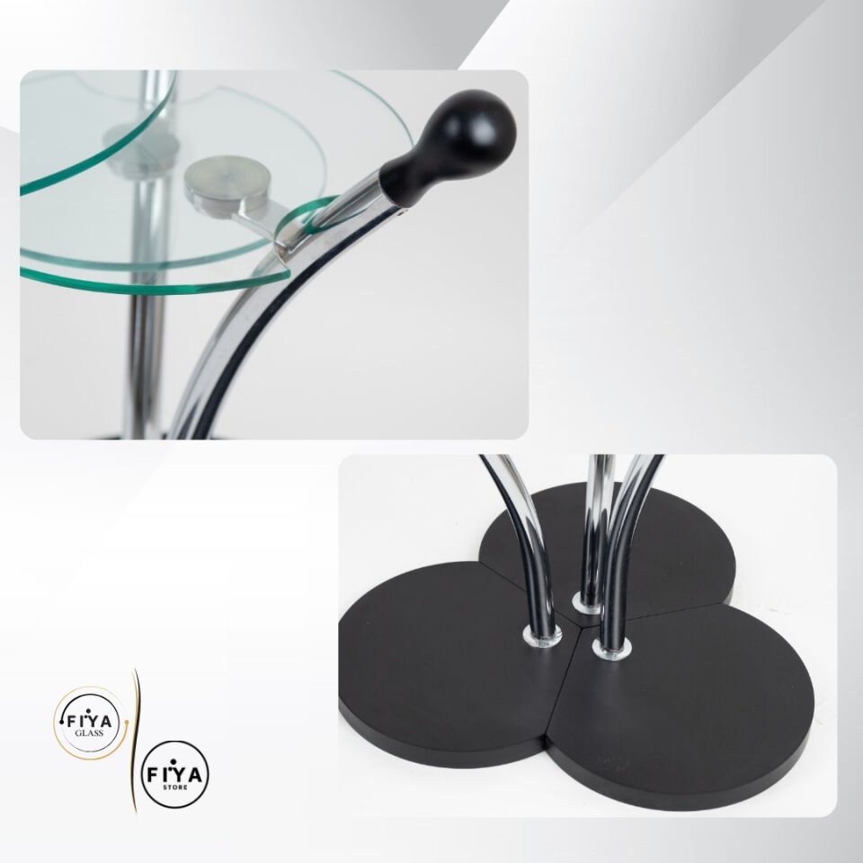 Fiya Glass| Cam Sehpa Seti - Siyah