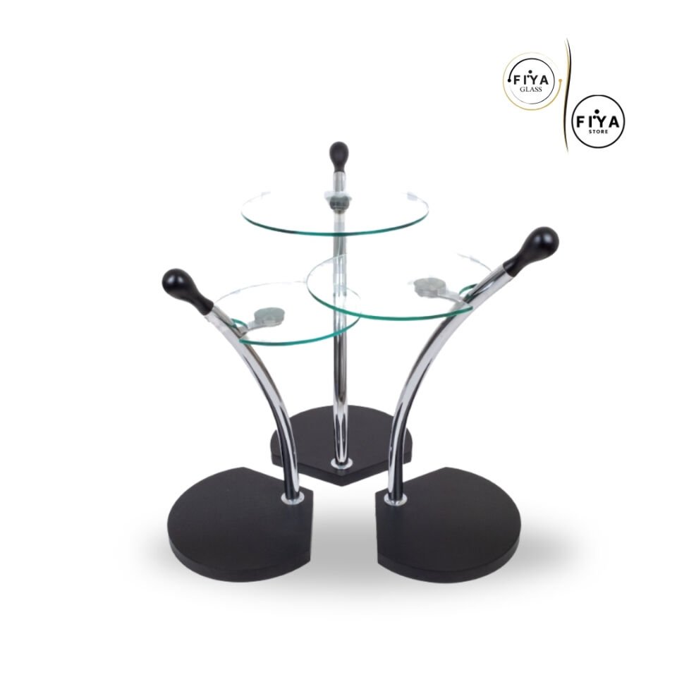 Fiya Glass| Cam Sehpa Seti - Siyah