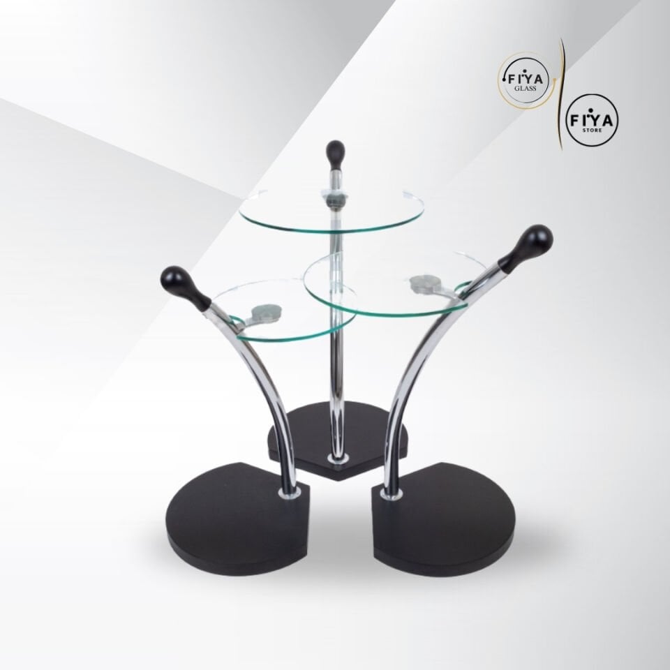 Fiya Glass| Cam Sehpa Seti - Siyah