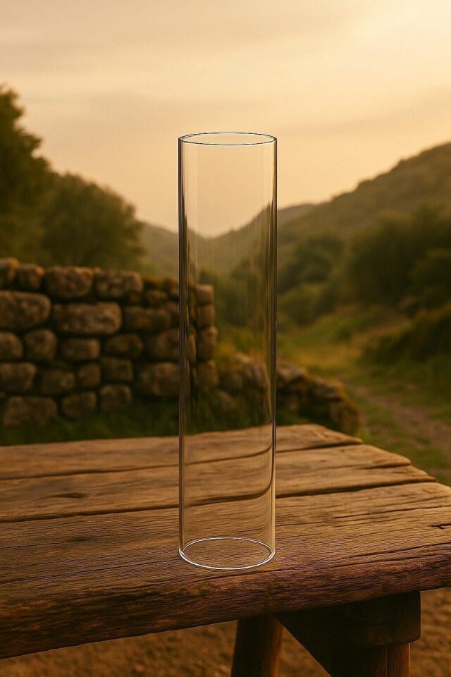 FIYA STORE 80 cm Isıya Dayanıklı Silindir Boru Cam – Şeffaf, 10 cm Çap, Yedek Cam Tüp