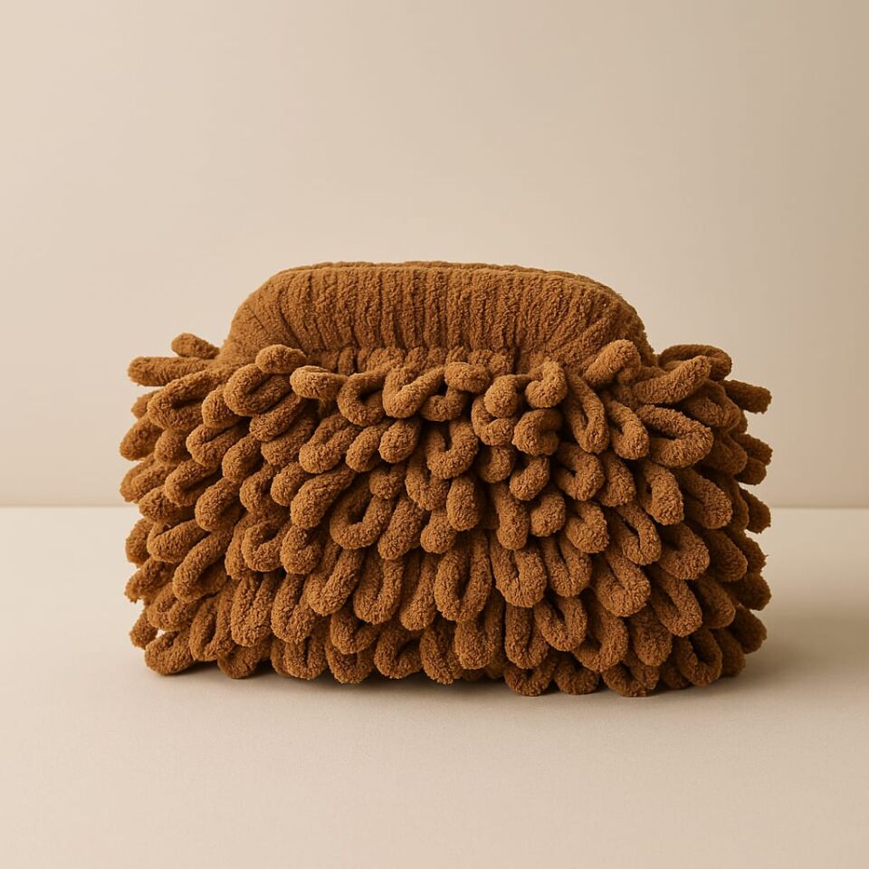 Fiya Komala Tarçın Kahve El Yapımı Örgü Çanta – Sıcaklığın ve Dengenin Simgesi   “Toprağın sıcaklığını ve zarafetin doğallığını taşı”