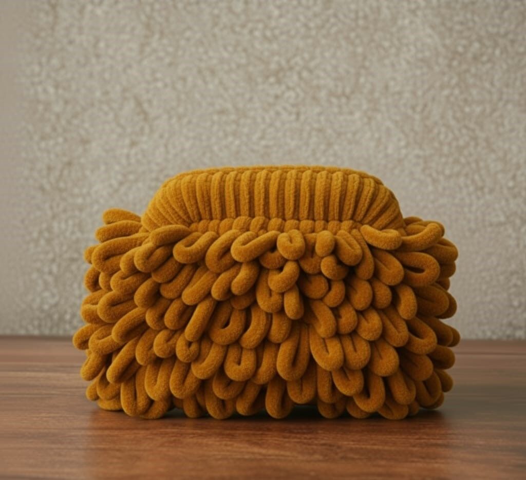 Fiya Komala Hardal Sarısı El Yapımı Örgü Çanta – Sıcak Işığın ve Cesur Yaratıcılığın Simgesi   “Kendi ışığını cesurca taşı”