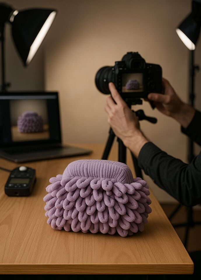 Fiya Komala Lila El Yapımı Örgü Çanta – Zarif Sezgilerin ve Ruhsal Işığın Simgesi   “Nazik bir sezginin rehberliğinde, zarafetinle parla”