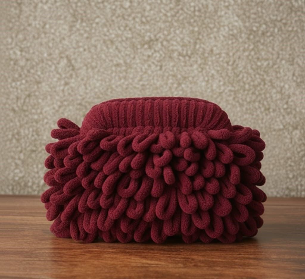 Fiya Komala Bordo El Yapımı Örgü Çanta – Tutkunun ve Zarafetin Derin Hali   “Derin duyguların gücünü taşı”