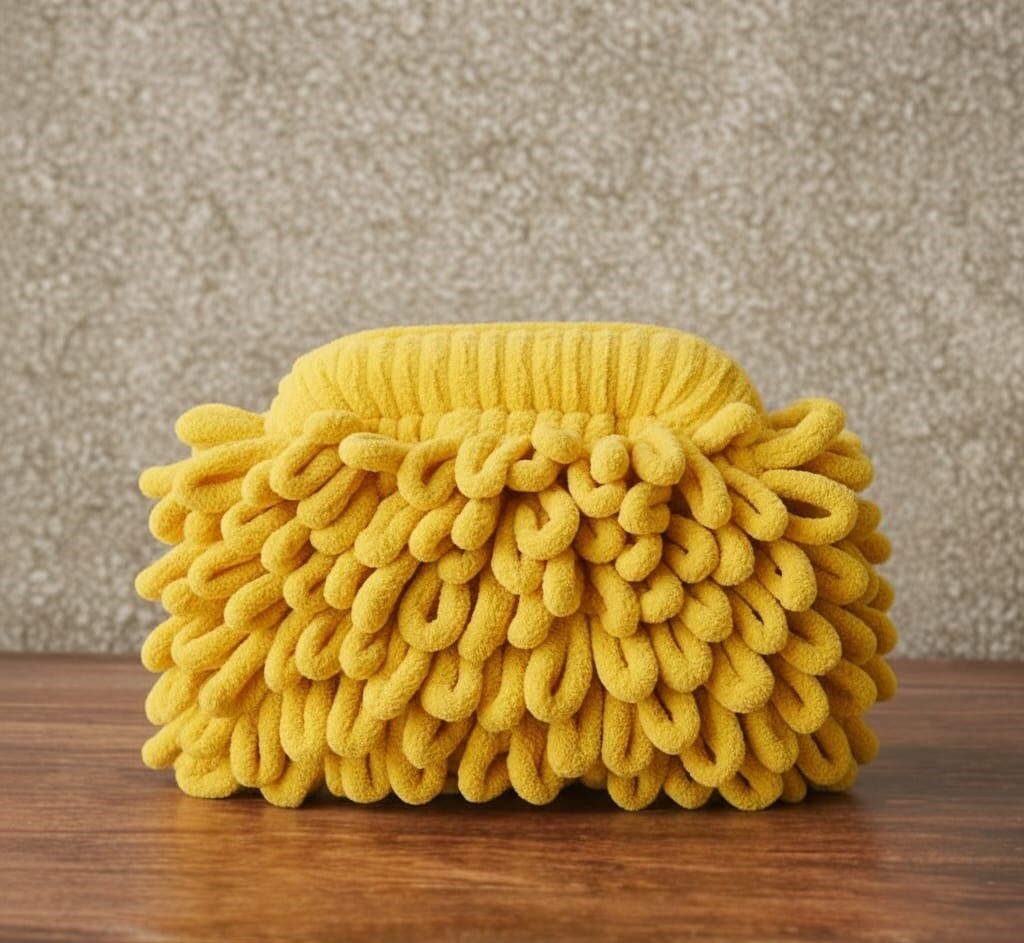 Fiya Komala Sarı El Yapımı Örgü Çanta – Işığın ve Özgüvenin Simgesi   “Kendi ışığını taşı, dünyanı aydınlat”