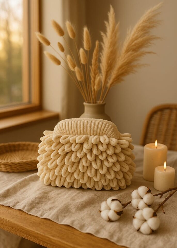 Fiya Komala Krem El Yapımı Örgü Çanta – Sadelik ve Zamansız Zarafetin Simgesi   “Doğallığın zarafetini taşı”