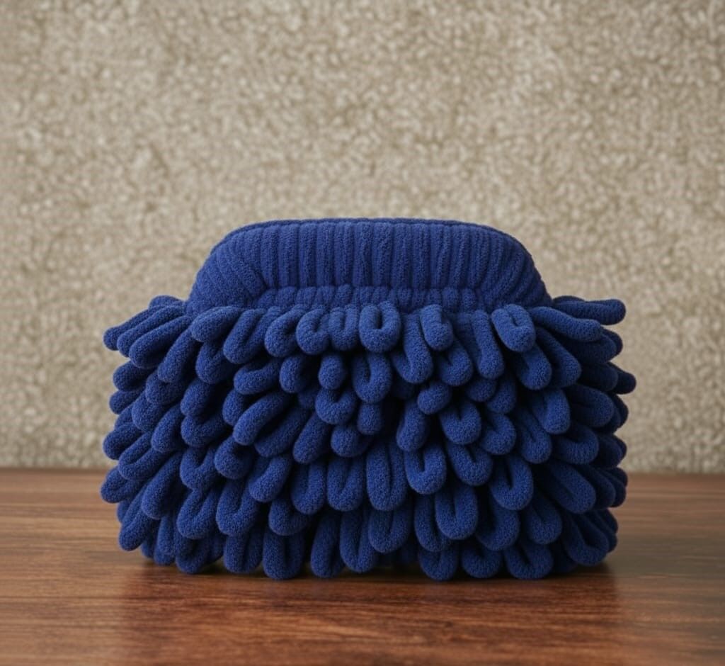 Fiya Komala Lacivert El Yapımı Örgü Çanta – Derinliğin Zarafeti   “Sakinliğin içindeki gücü taşıyın”