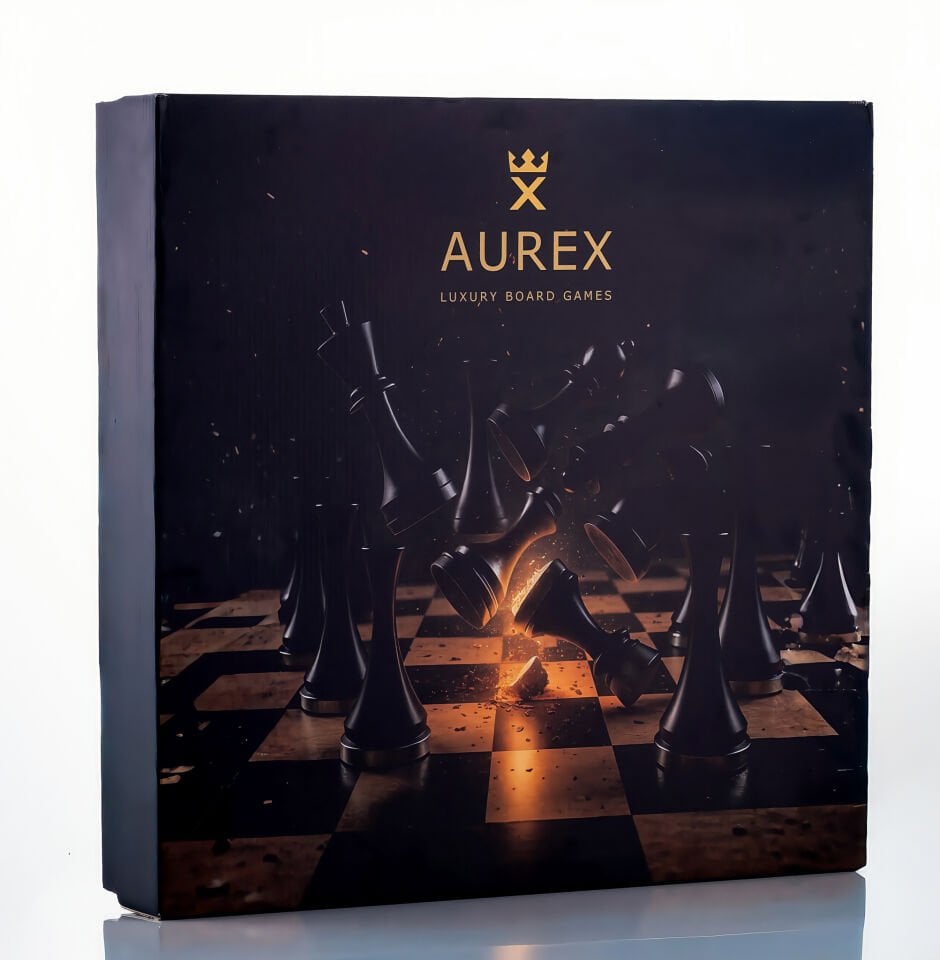 Aurex Imperium Lüks Satranç Takımı – El Yapımı Ceviz Kaplama, Kristal Cam ve Krom Koleksiyon Ürünü