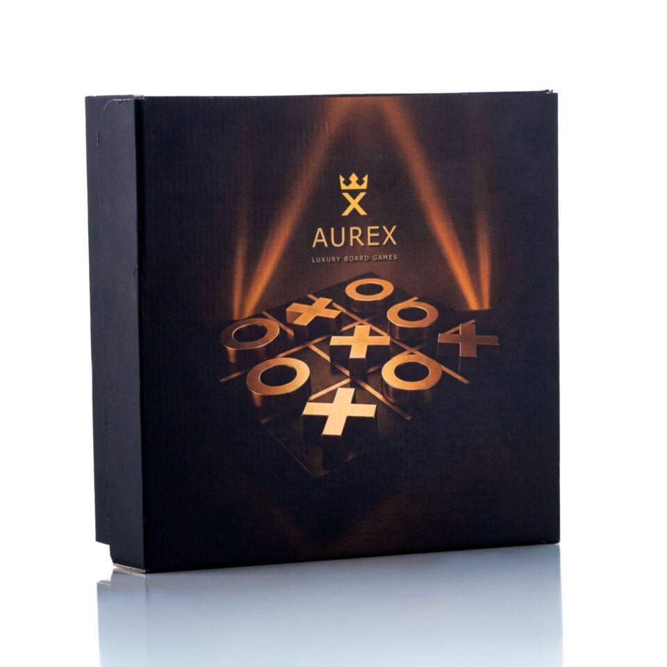 Aurex Tic Tac Toe – Lüks Mermer ve Pirinç XOX Strateji Oyunu - El Yapımı Koleksiyon Ürünü