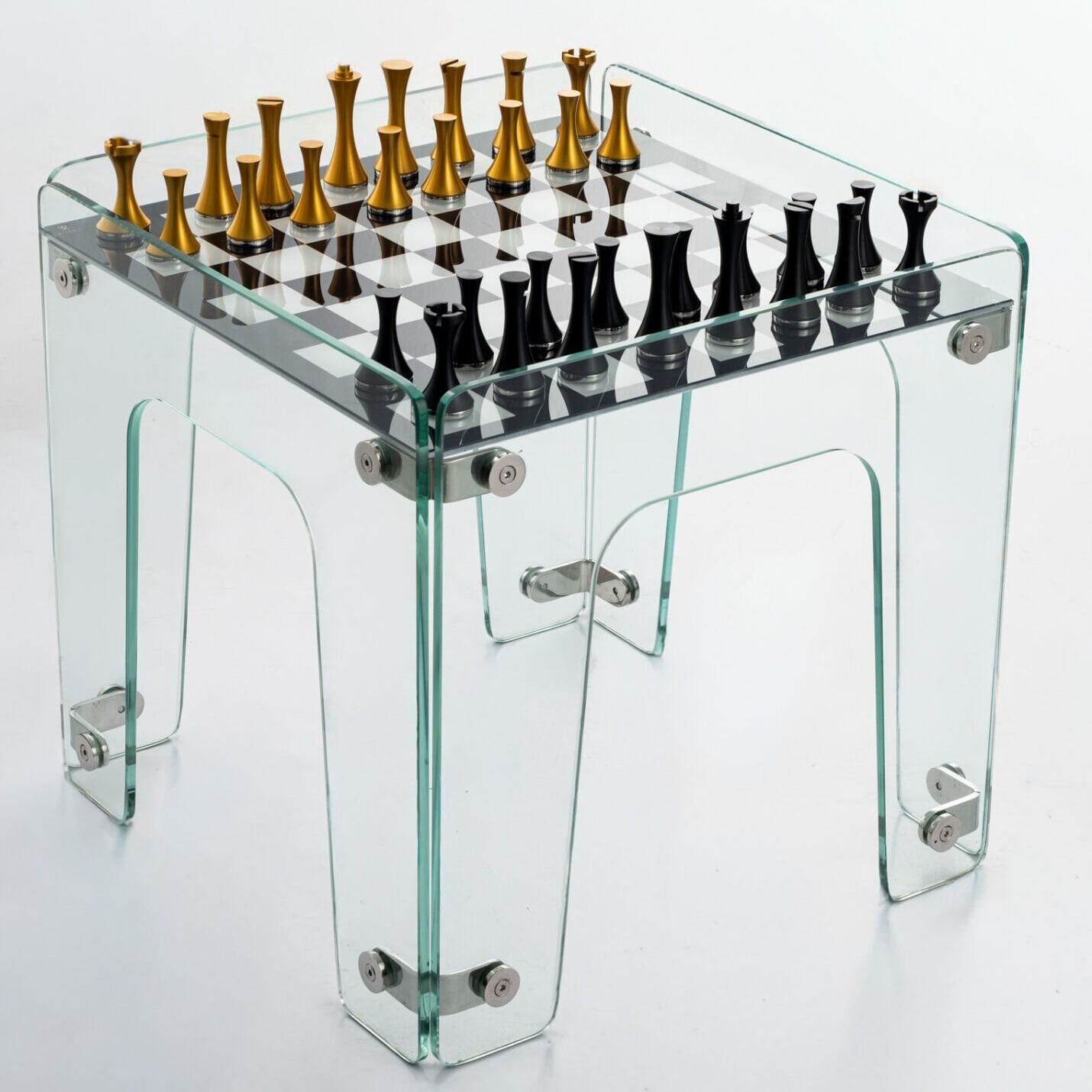 Aurex Reflect Chess –  Cam Lüks Satranç Masası - El Yapımı Koleksiyon Ürünü