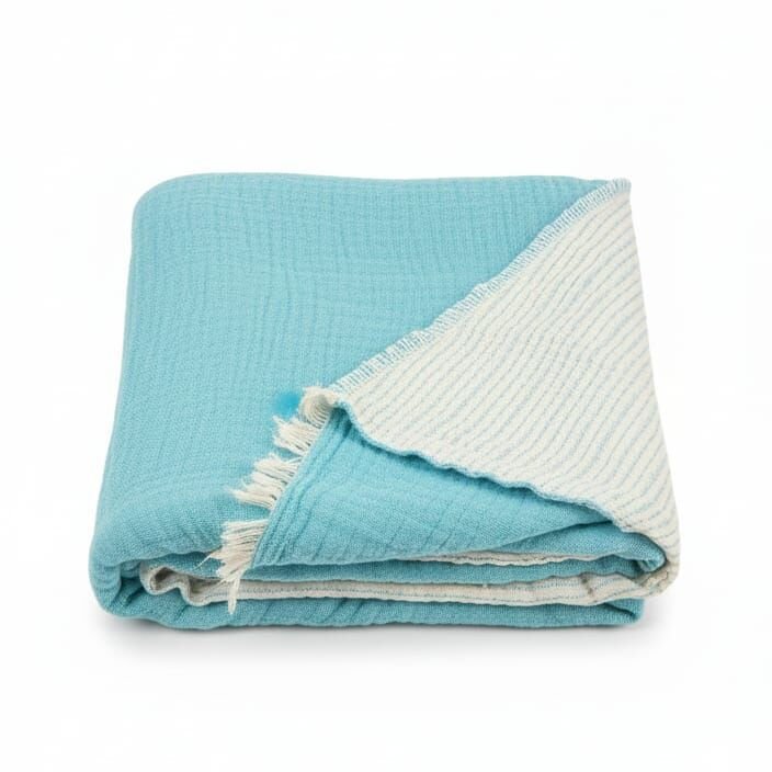 Doğal Bir Huzur Alanı- Fiya Çift Katlı Müslin Yatak Örtüsü   “Yatak odanızı doğanın huzuruyla buluşturun”