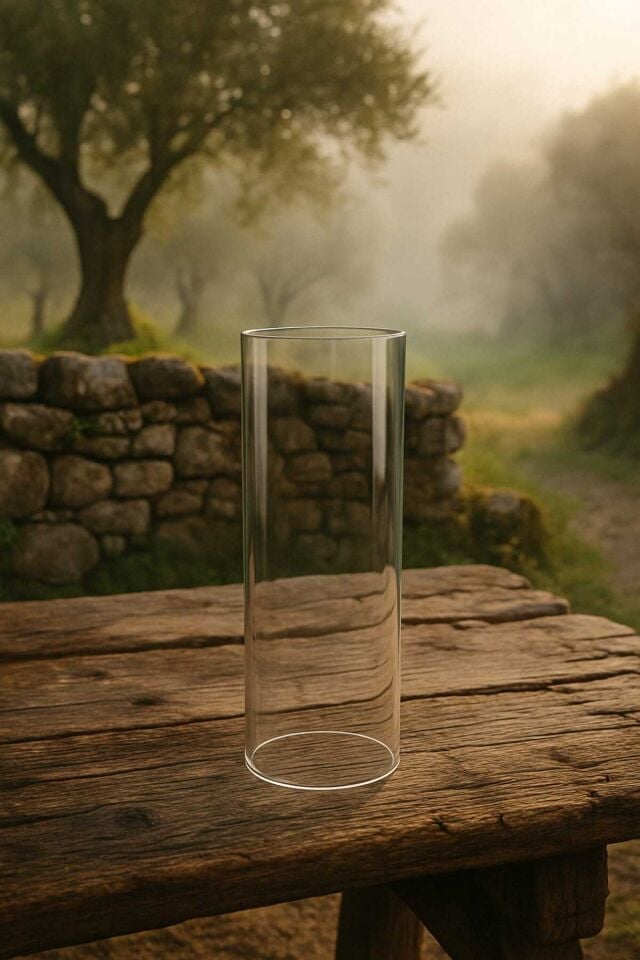 FIYA STORE 40 cm Isıya Dayanıklı Silindirik Dekoratif Boru Cam Şeffaf, 10 cm Çap, Yedek Cam Tüp